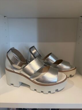 bp Silver Metallic Chunky Platform Sandals